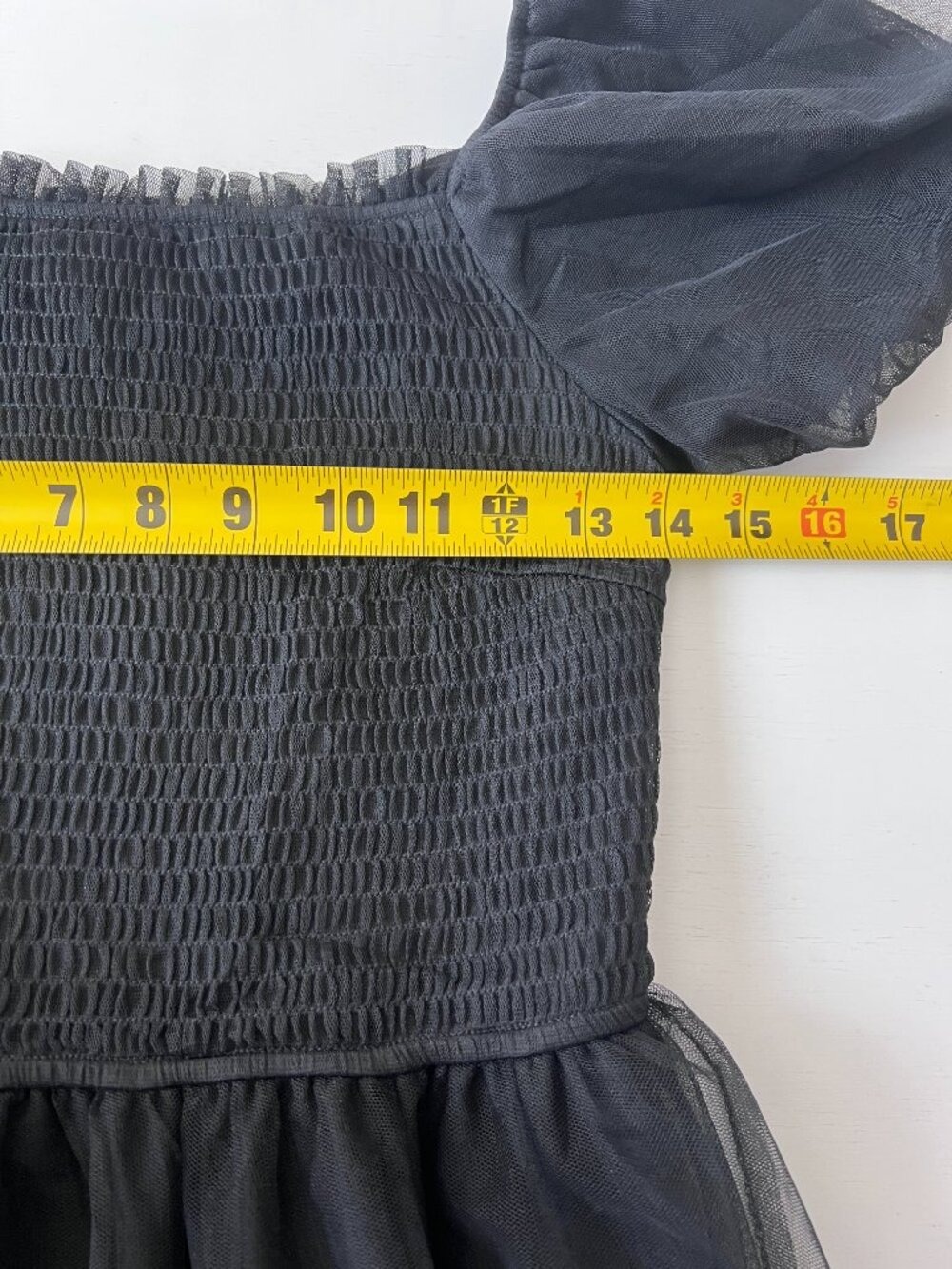 PrettyGarden Black Tulle Smocked Tiered Midi Dress - Size S - Picture 6 of 7